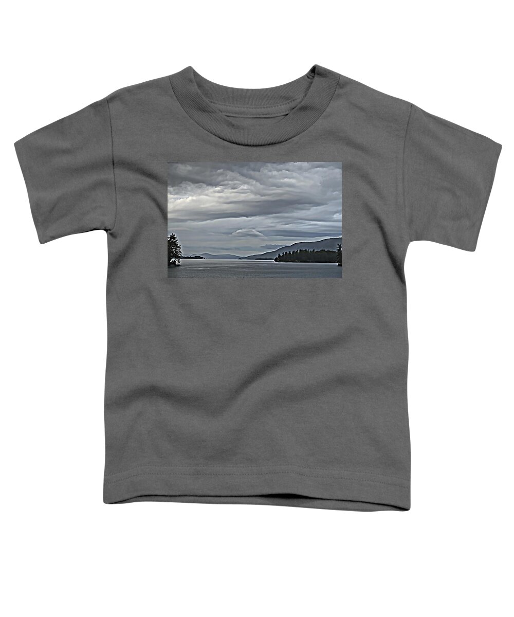 Landscape Toddler T-Shirt featuring the photograph Lake George Rain and Clouds by Russel Considine