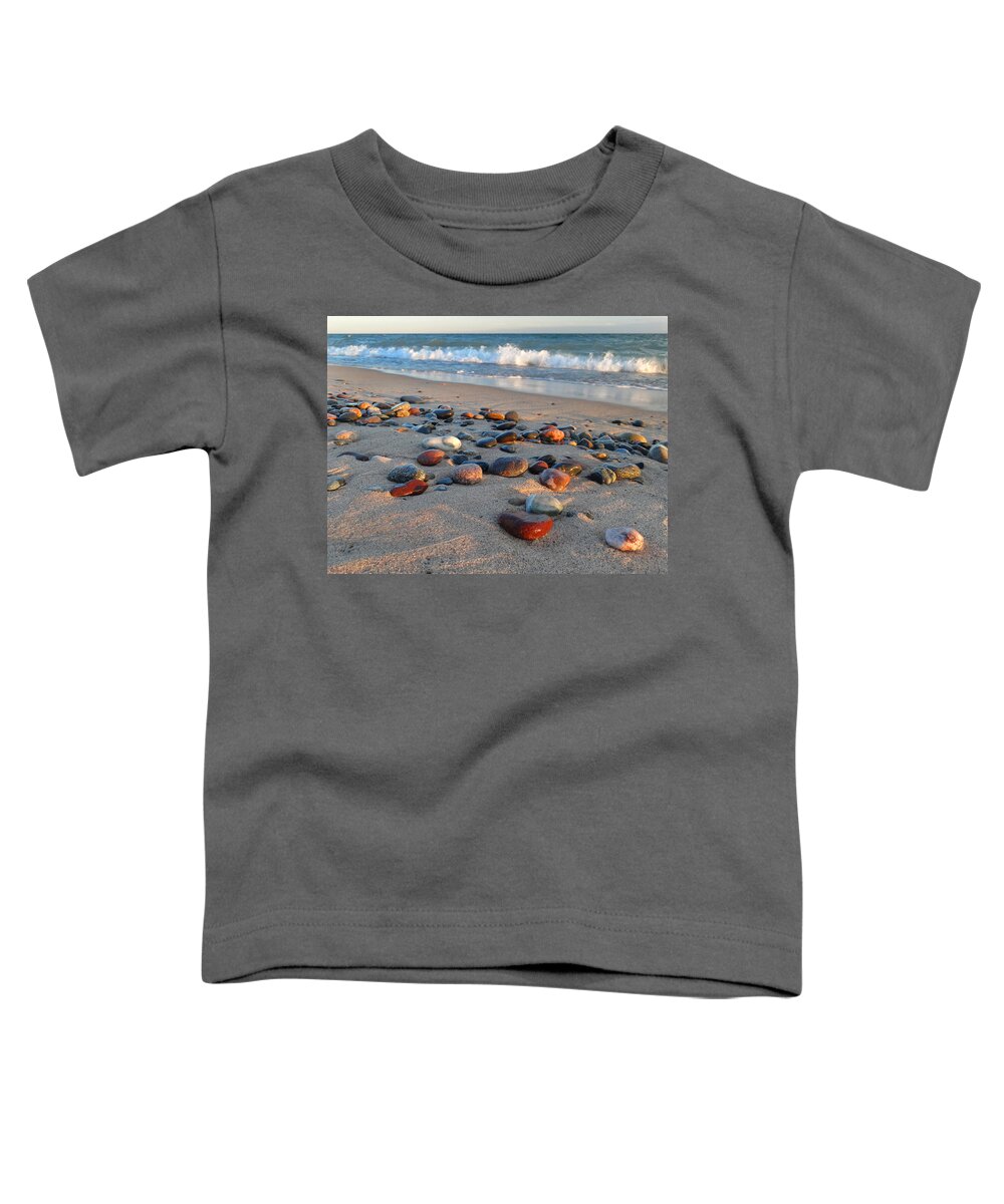 Beach Toddler T-Shirt featuring the photograph Lake Superior Colored Rocks by David T Wilkinson