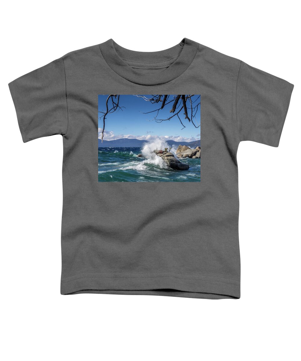 Lake Toddler T-Shirt featuring the photograph Lake Tahoe Storm Waves by Martin Gollery
