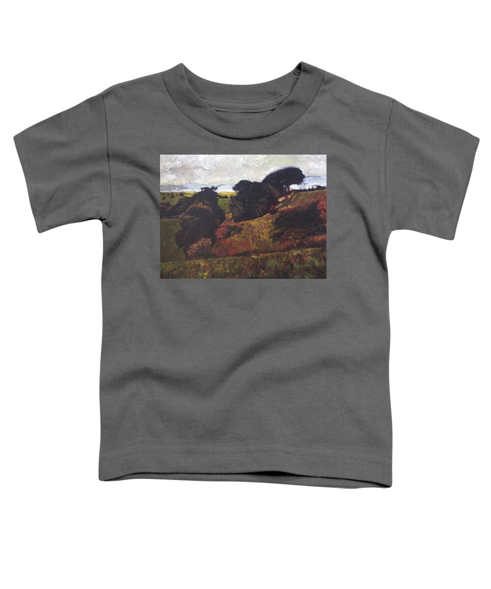 Wales Toddler T-Shirt featuring the painting Landscape at Rhug by Harry Robertson