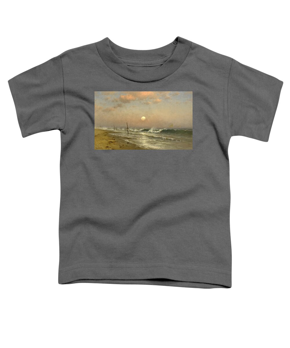 Francis Augustus Silva Toddler T-Shirt featuring the painting Early moonrise coney island by Francis Augustus Silva