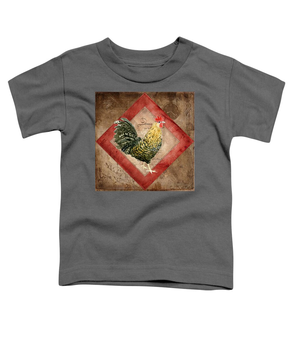 Le Coq Toddler T-Shirt featuring the painting Le Coq - Morning Call by Audrey Jeanne Roberts
