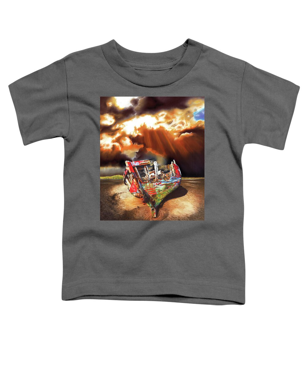 Boat Toddler T-Shirt featuring the drawing Left For Dead by Peter Williams