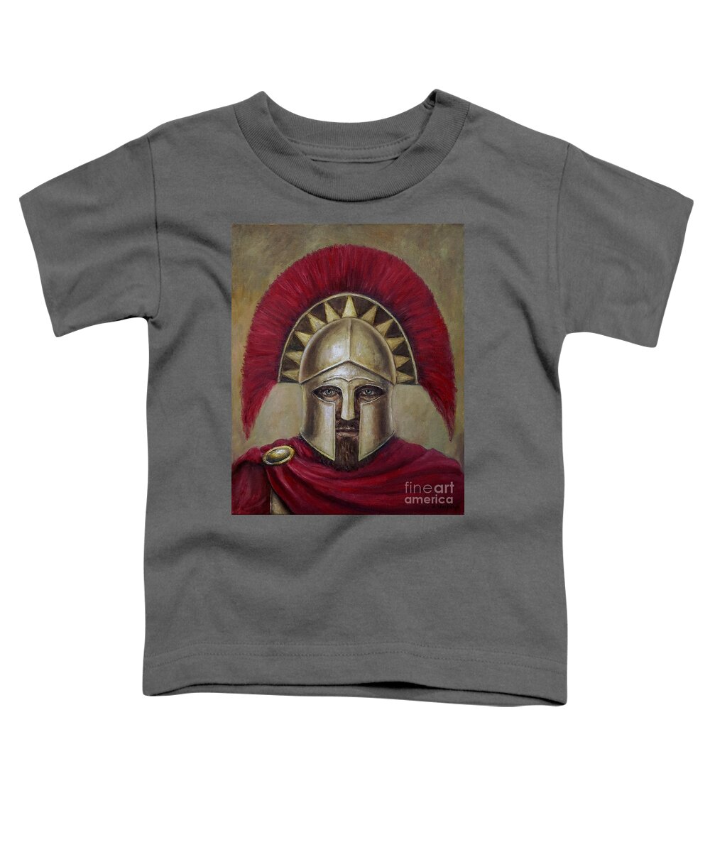 Warrior Toddler T-Shirt featuring the painting Leonidas I by Arturas Slapsys
