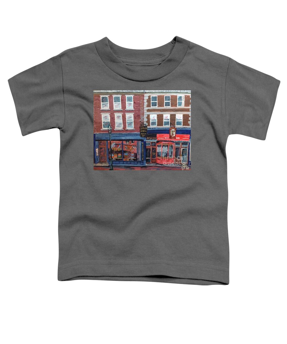 #americana #shopfronts #enpleinair Toddler T-Shirt featuring the painting LeRoux and Angelica's by Francois Lamothe