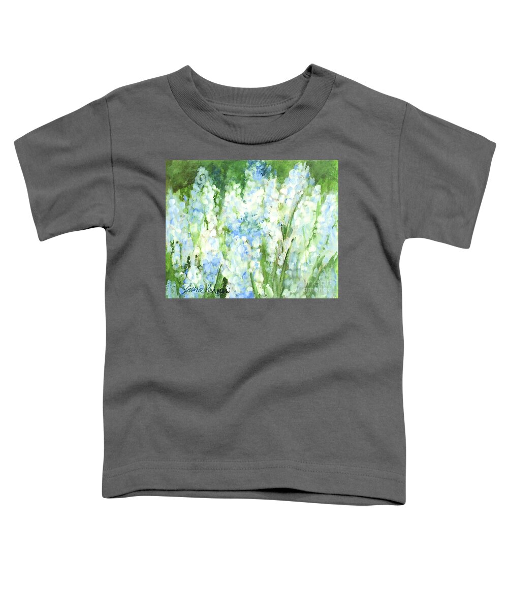 Grape Hyacinth Toddler T-Shirt featuring the painting Light Blue Grape Hyacinth. by Laurie Rohner