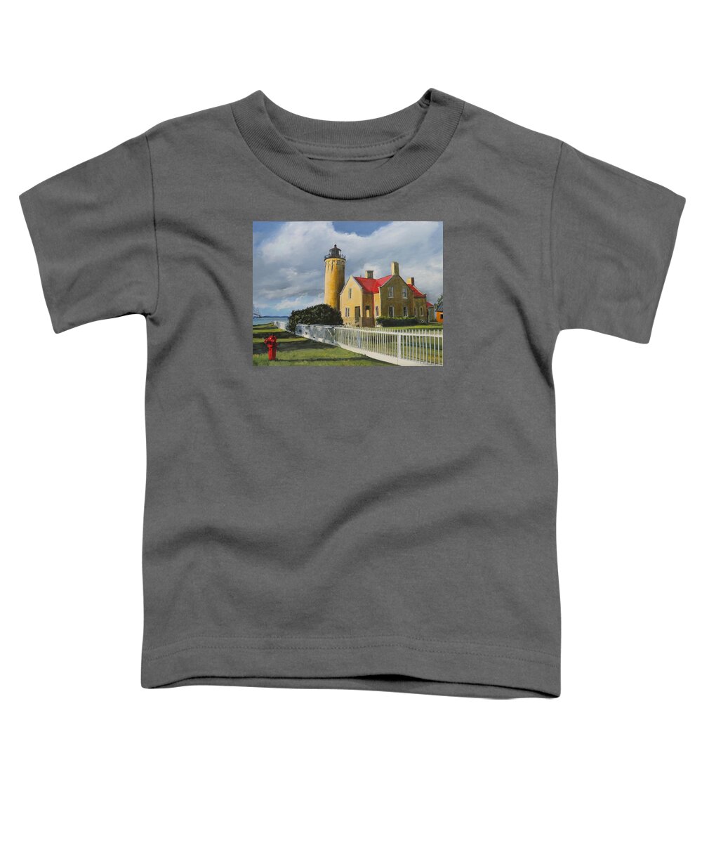 Lighthouse Toddler T-Shirt featuring the painting Light From Across by William Brody