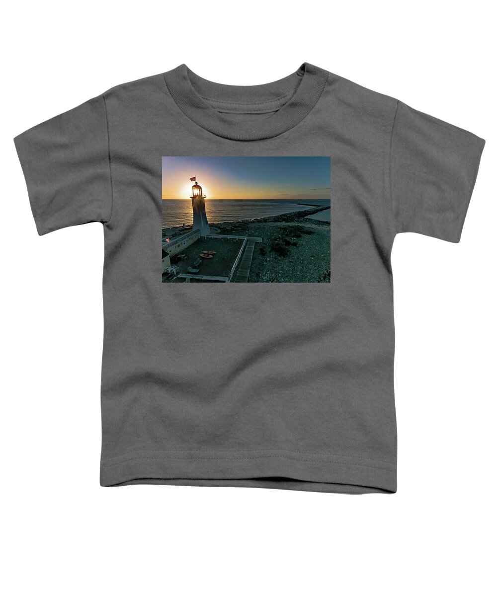 Lighthouse Toddler T-Shirt featuring the photograph Lighthouse And The Sun by William Bretton