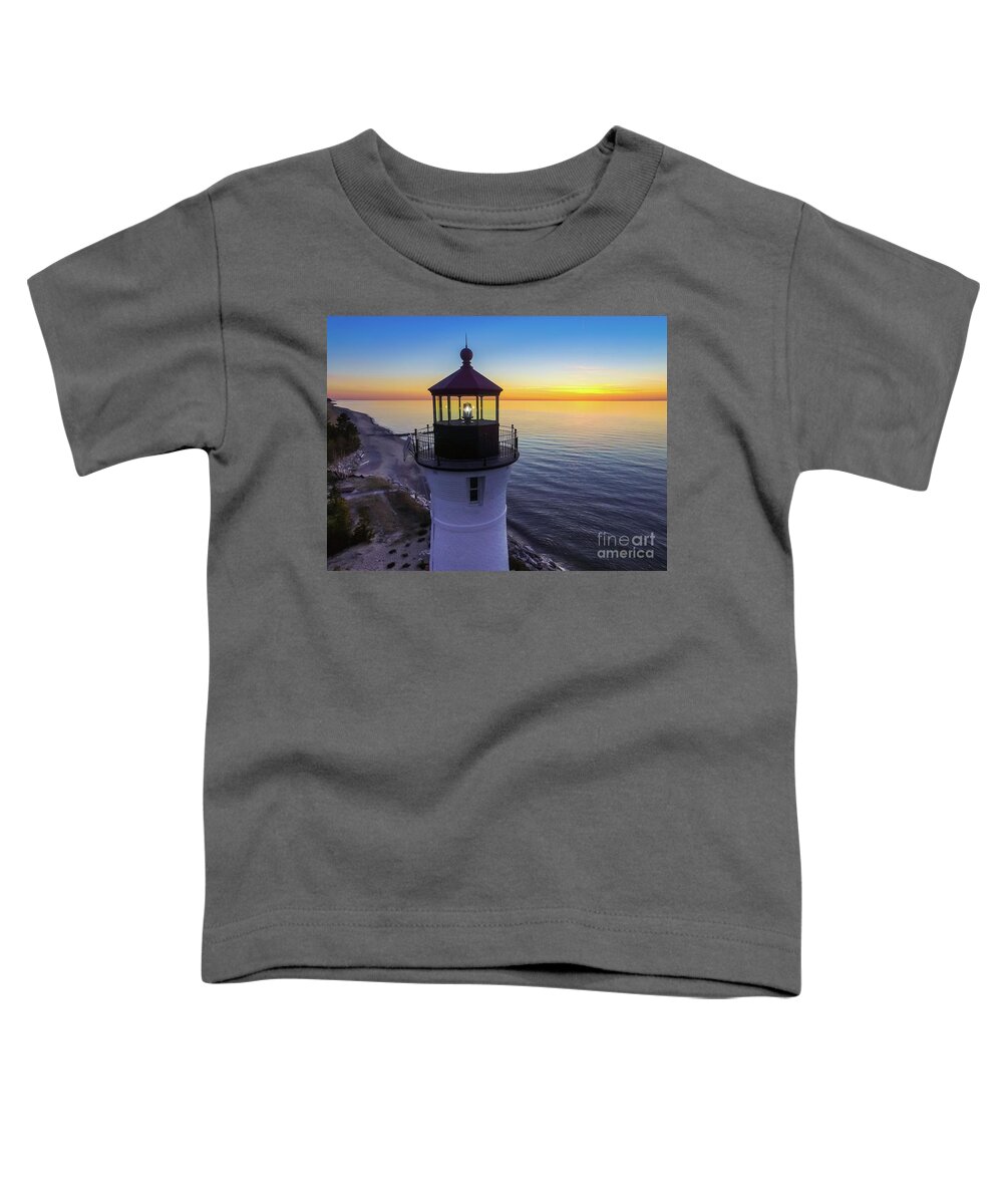 Lighthouse Toddler T-Shirt featuring the photograph Lighthouse Crisp Point Sunset -0110 by Norris Seward