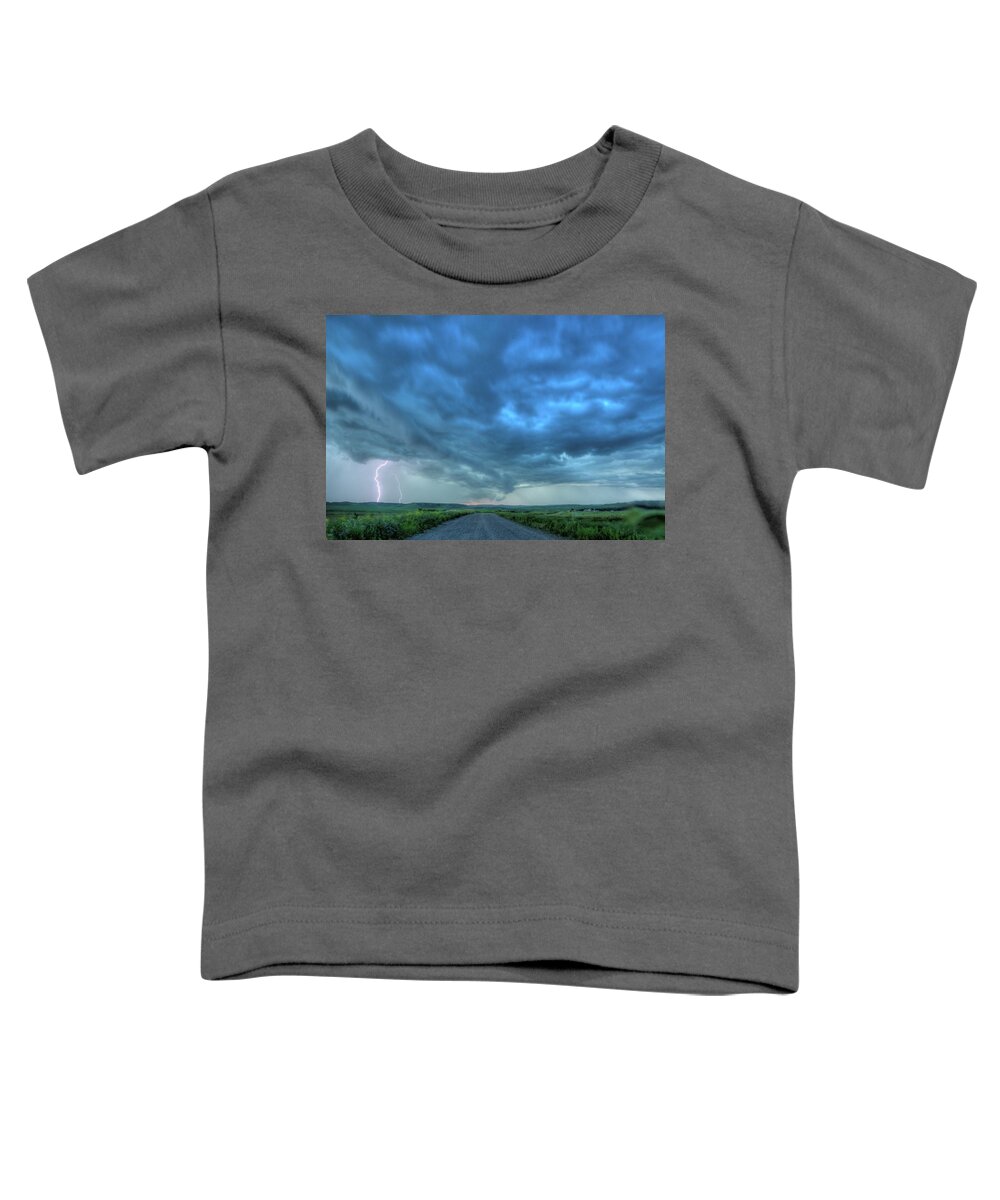 Montana Toddler T-Shirt featuring the photograph Lightning Strike by Dave Rennie
