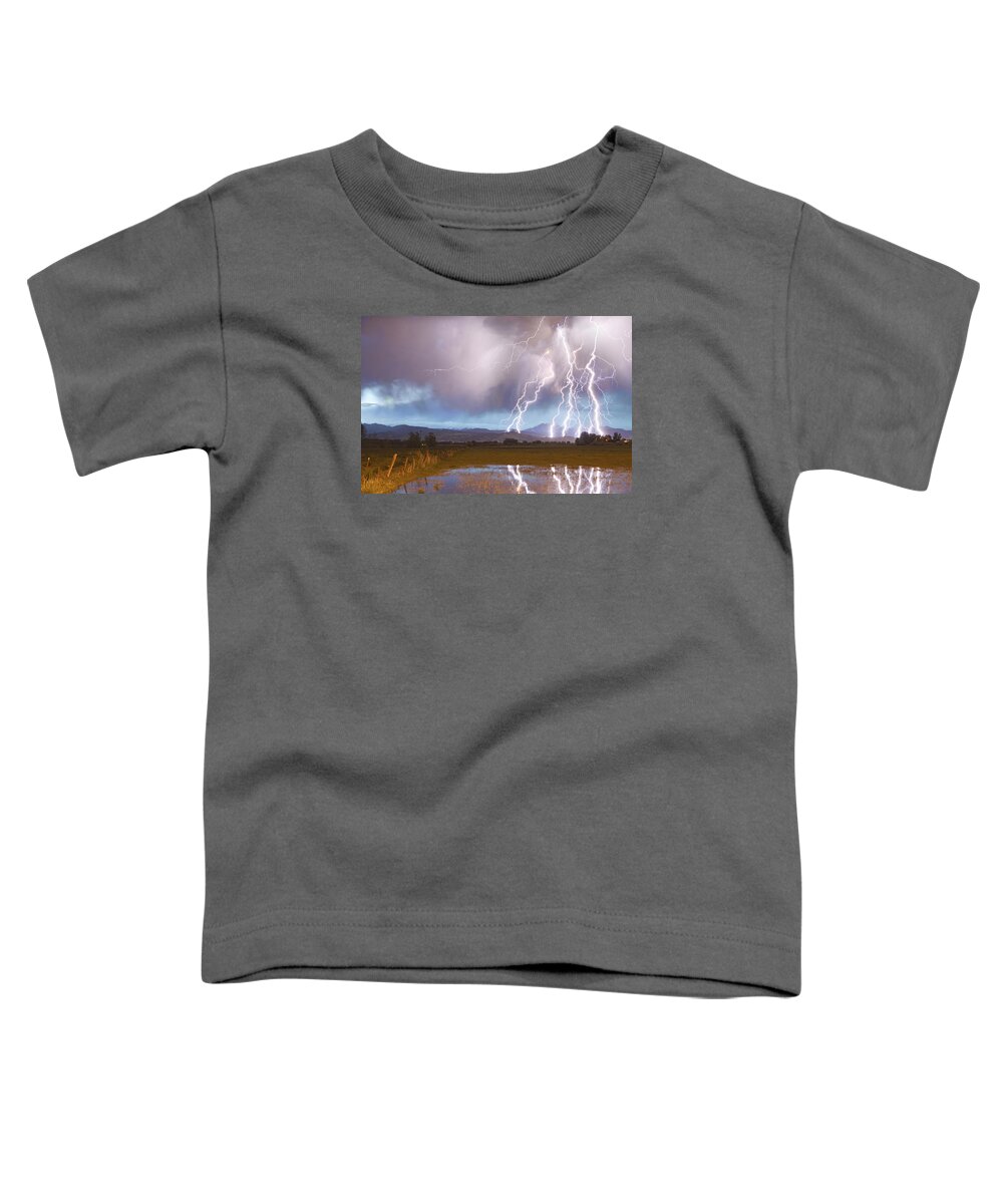 Awesome Toddler T-Shirt featuring the photograph Lightning Striking Longs Peak Foothills 4 by James BO Insogna
