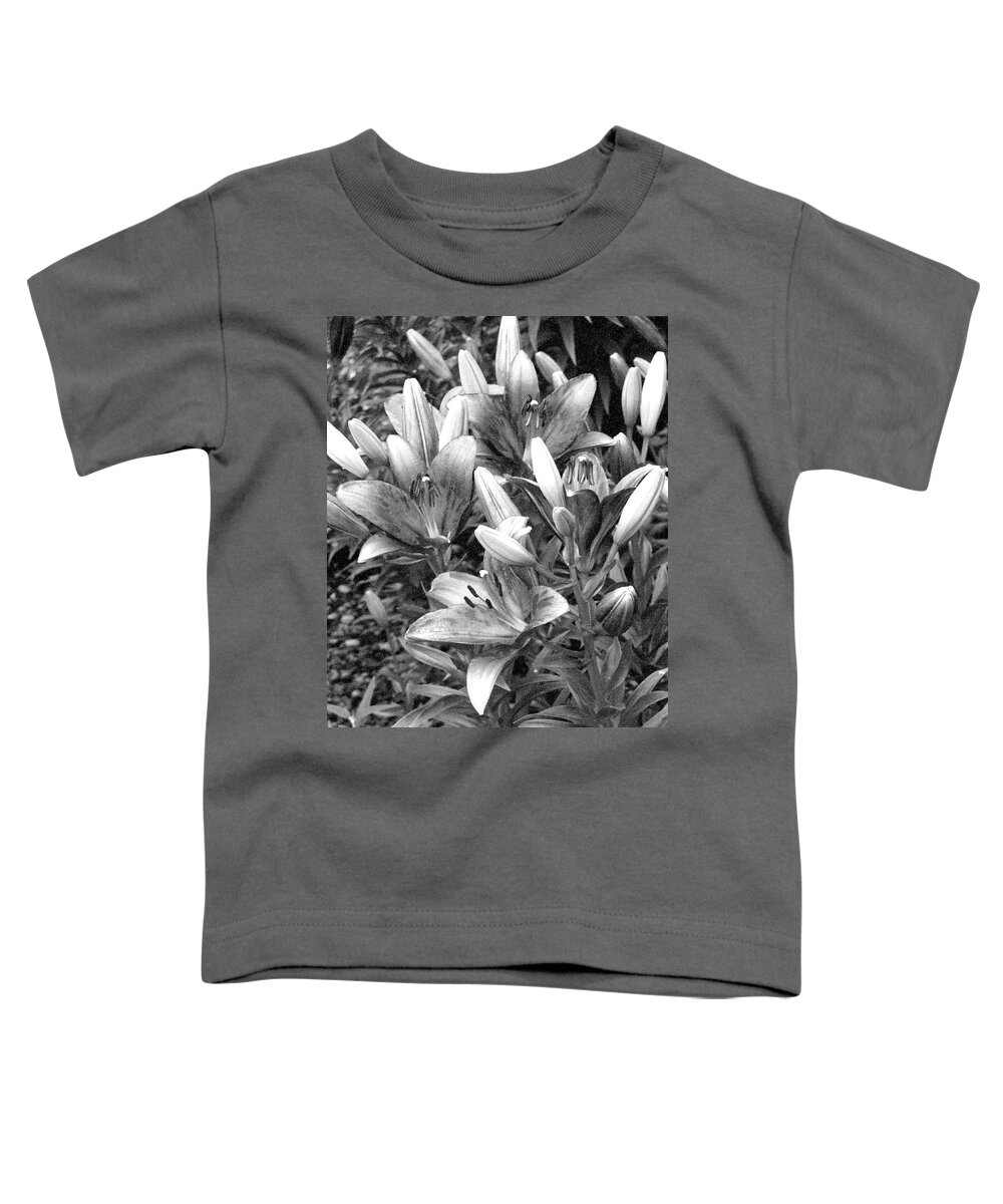 Lily Toddler T-Shirt featuring the photograph Lily - Simply Spring 22 - BW - Water Paper by Pamela Critchlow