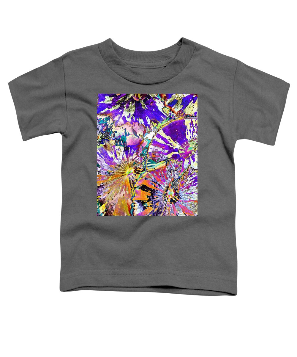 Abstract Toddler T-Shirt featuring the digital art Lily Pad Spin Paint by Lauralee McKay
