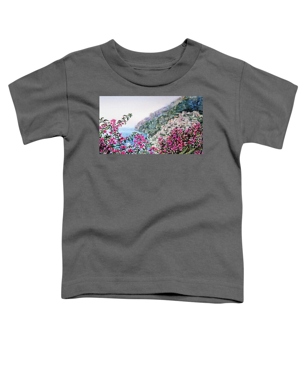 Italy Toddler T-Shirt featuring the painting Little Town Positano Italy by Irina Sztukowski