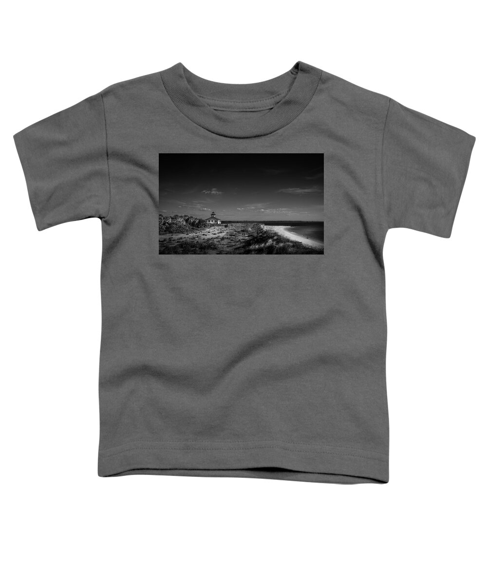 Lighthouse Toddler T-Shirt featuring the photograph Little White Lighthouse BW by Marvin Spates