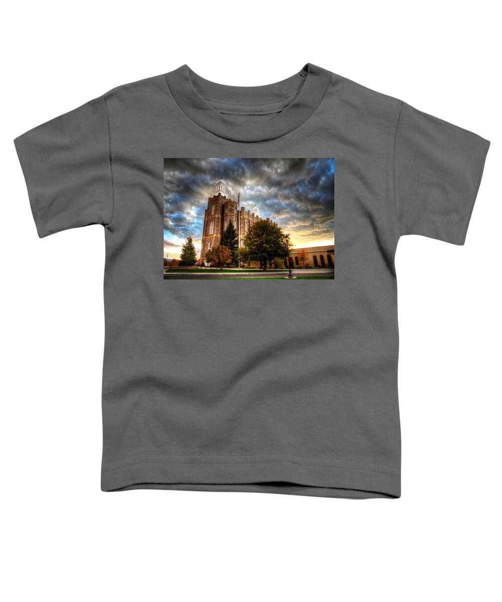 Worship Toddler T-Shirt featuring the photograph Logan Temple Cloud Backdrop by David Andersen