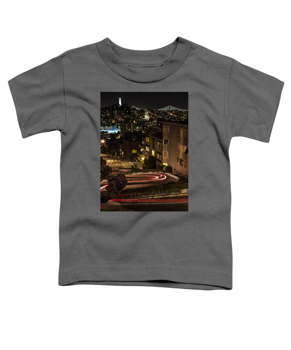 San Fransico Toddler T-Shirt featuring the photograph Lombard Street Streaking Color by John McGraw
