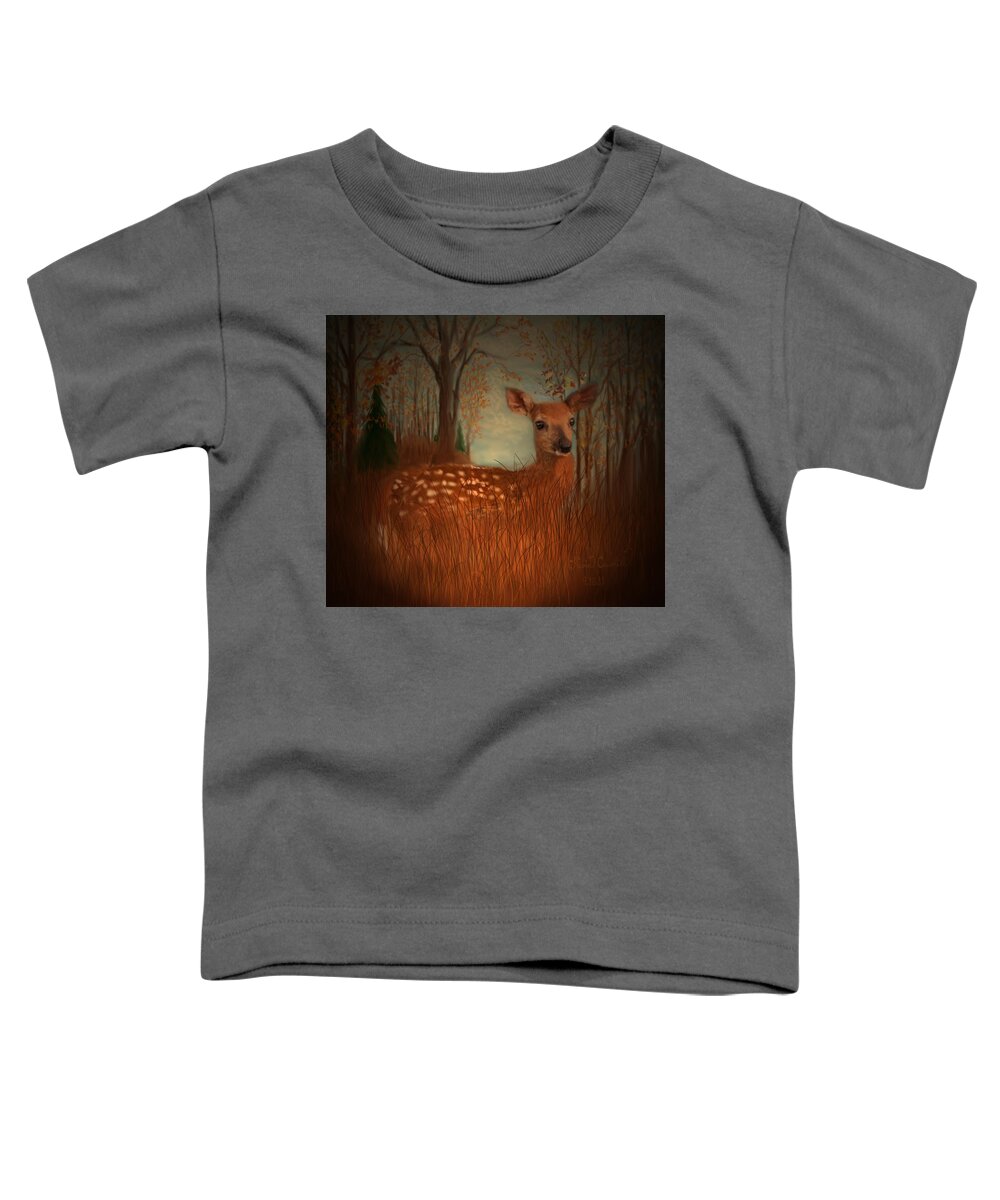 Fawn Toddler T-Shirt featuring the painting Lone Fawn by Kevin Caudill