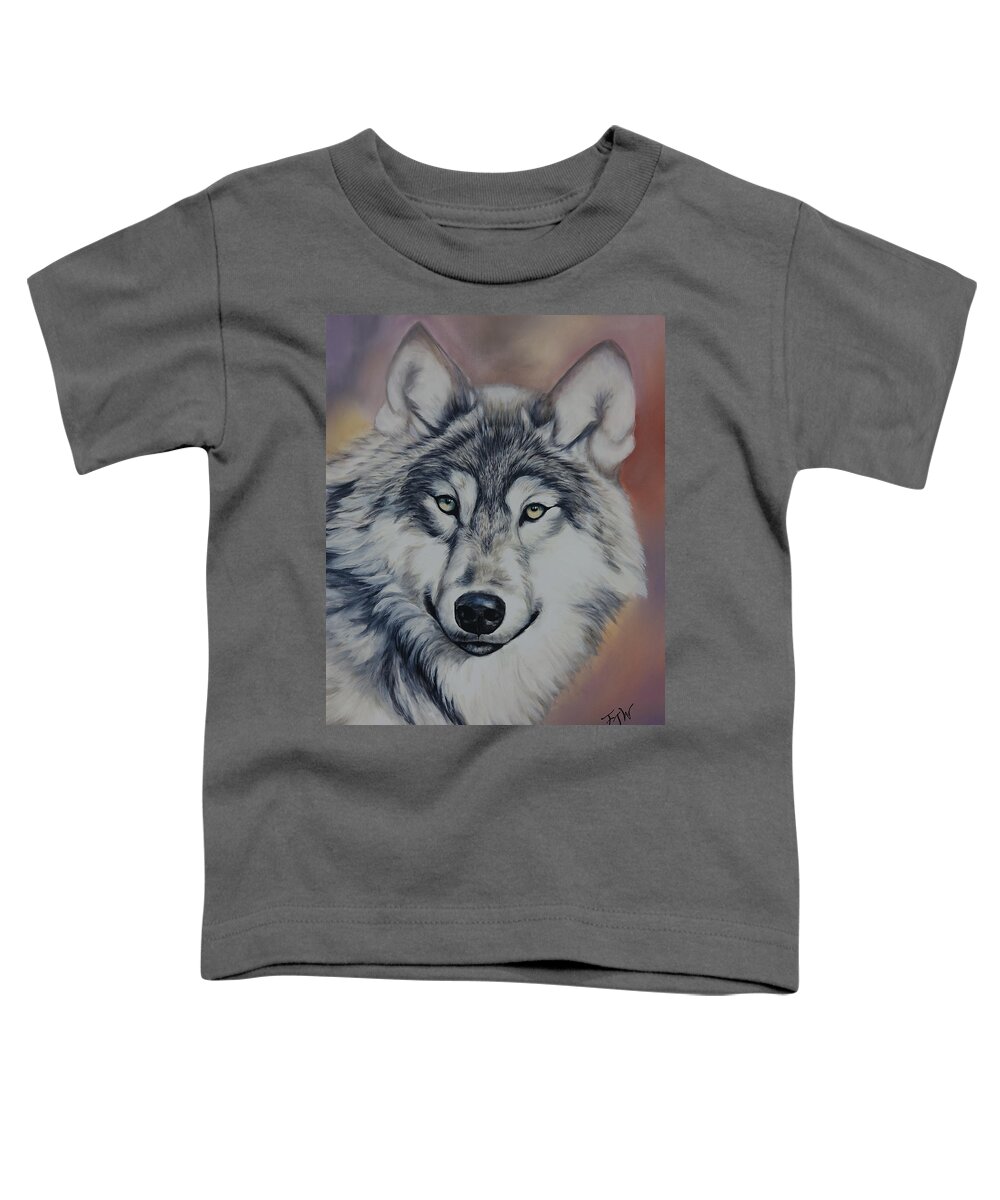Wolf Painting Toddler T-Shirt featuring the painting Lone Wolf by Elizabeth Waitinas