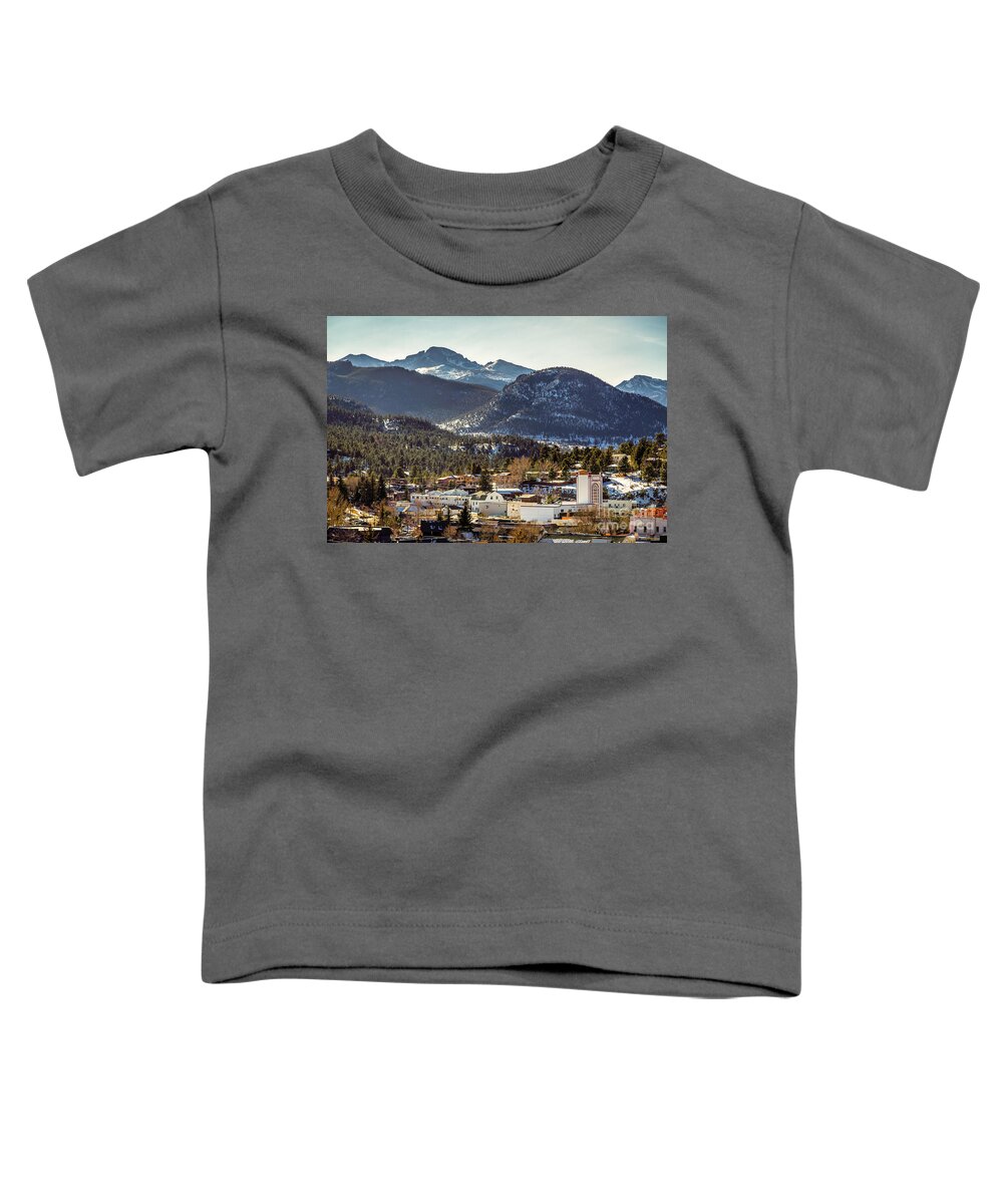 Jon Burch Toddler T-Shirt featuring the photograph Longs Peak from Estes Park by Jon Burch Photography