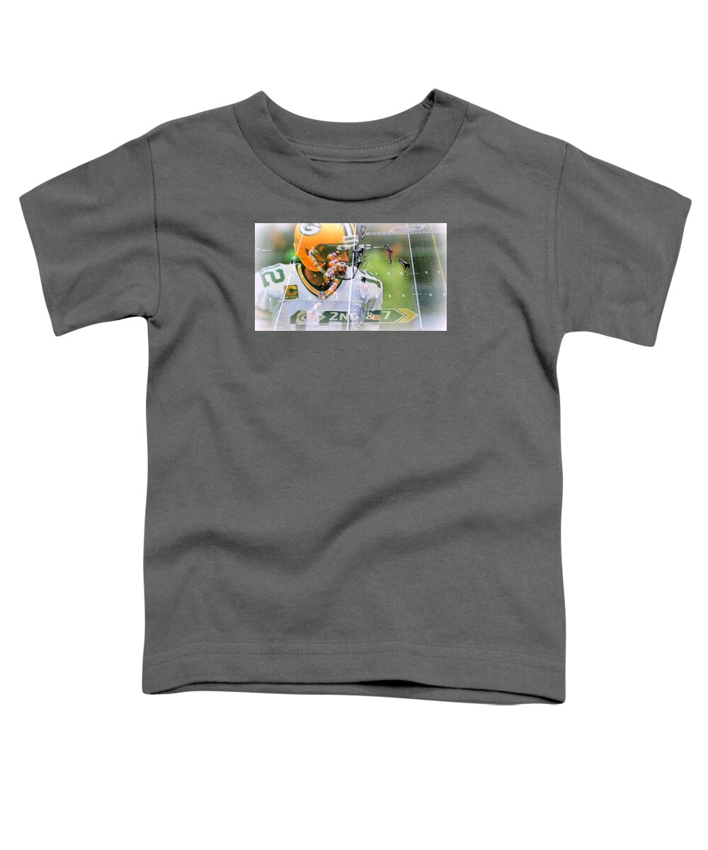 Green Bay Packers Toddler T-Shirt featuring the photograph Looking For A Receiver by Kay Novy