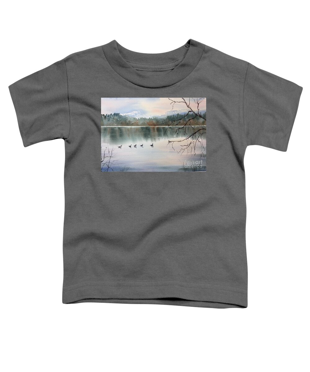 Lost Lagoon Vancouver Watercolor Painting Toddler T-Shirt featuring the painting Lost Lagoon Evening by Watercolor Meditations