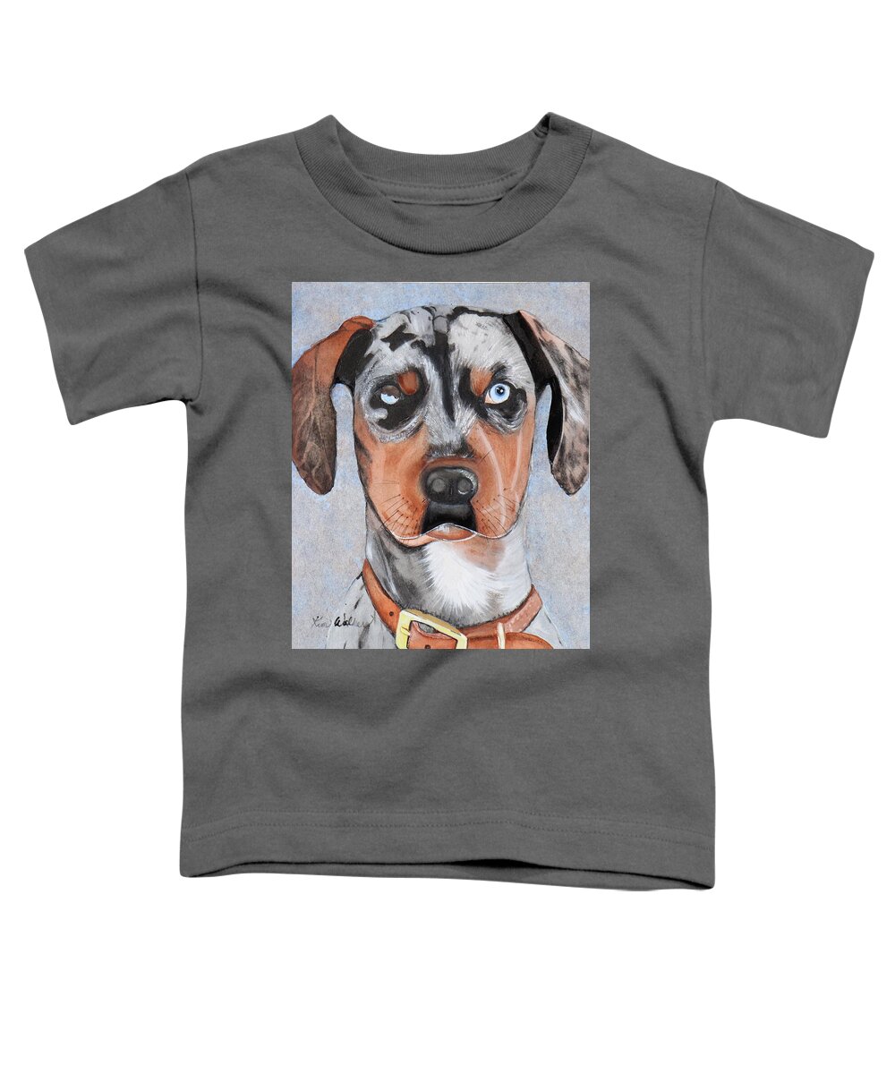 Dog Toddler T-Shirt featuring the painting Lyin Eyes Watercolor by Kimberly Walker