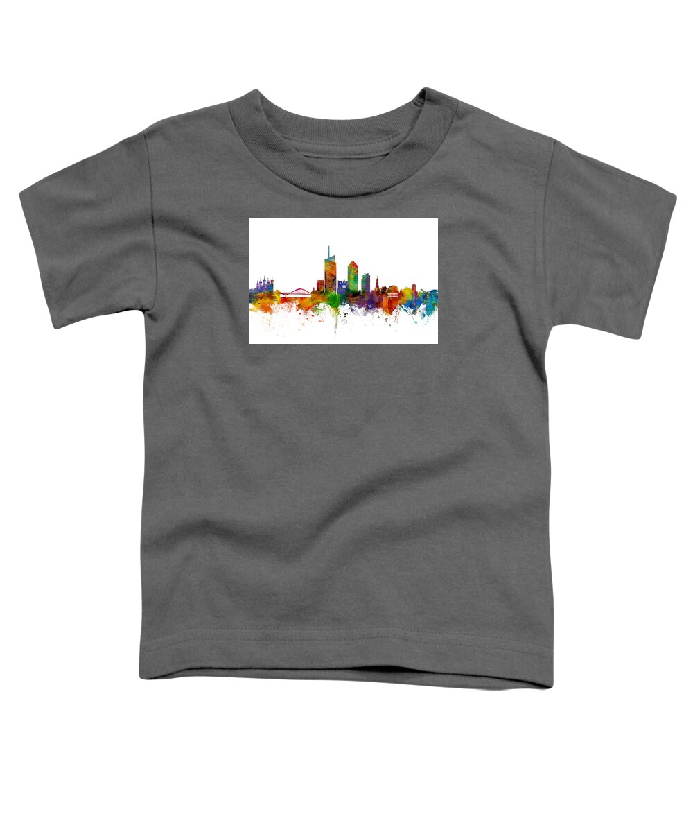 Lyon Toddler T-Shirt featuring the digital art Lyon Skyline Cityscape France by Michael Tompsett