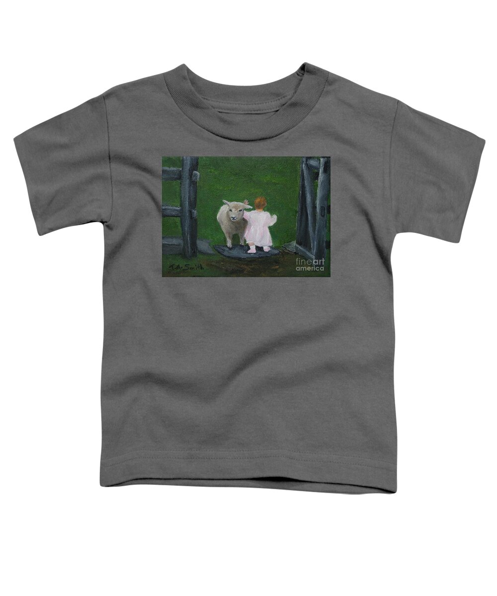 Sheep Toddler T-Shirt featuring the painting Maddy and her Friend by Timothy Smith