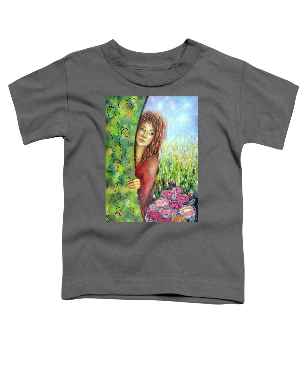 Original Toddler T-Shirt featuring the painting Magic Garden 021108 #3 by Selena Boron