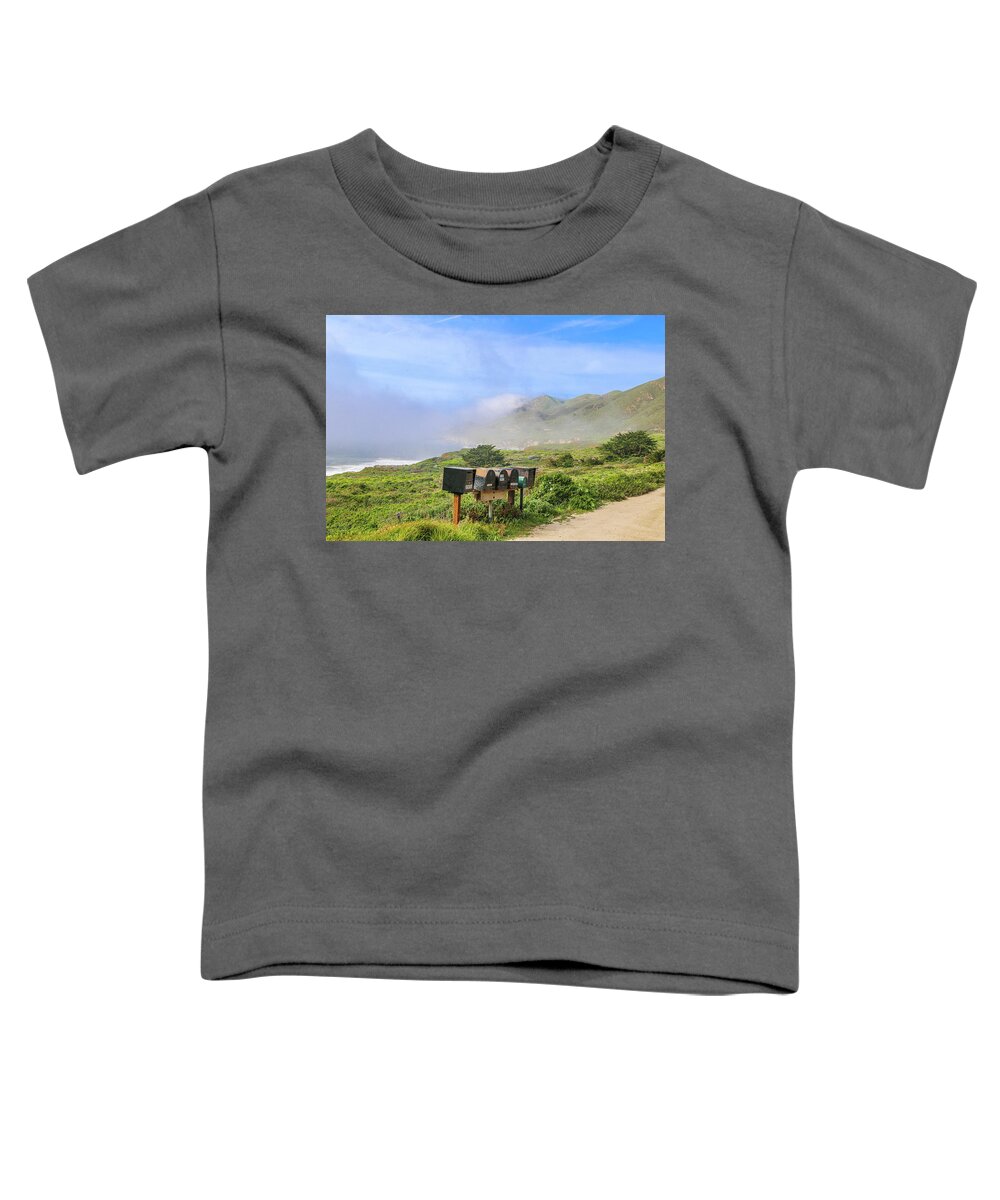 Holiday Toddler T-Shirt featuring the photograph Mailboxes at Garrapata state park by Alberto Zanoni