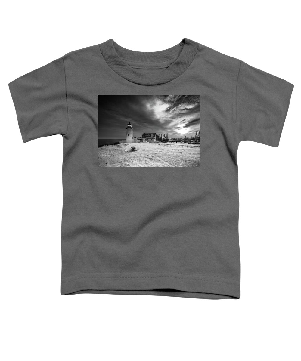 Maine Toddler T-Shirt featuring the photograph Maine Coastal Storm over Pemaquid Lighthouse by Ranjay Mitra