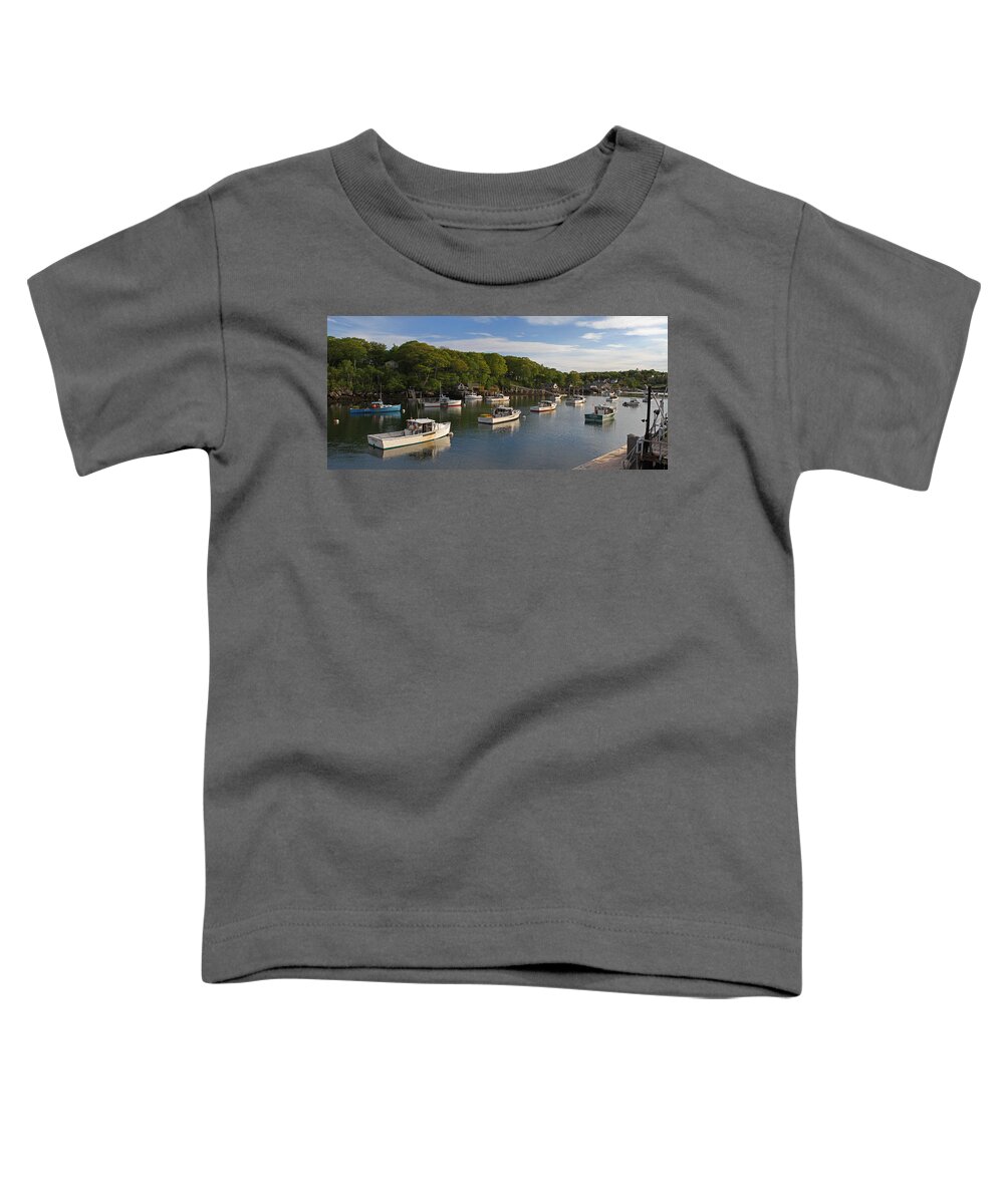 Panorama Photography Toddler T-Shirt featuring the photograph Maine New Harbor Scenery by Juergen Roth