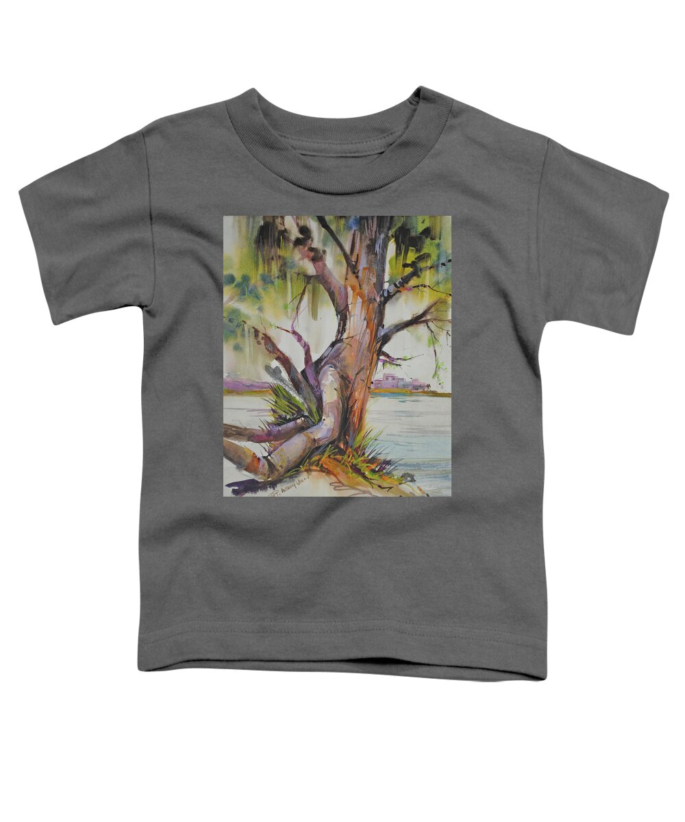 Wooded Scene Toddler T-Shirt featuring the painting Majestic Live Oak by P Anthony Visco