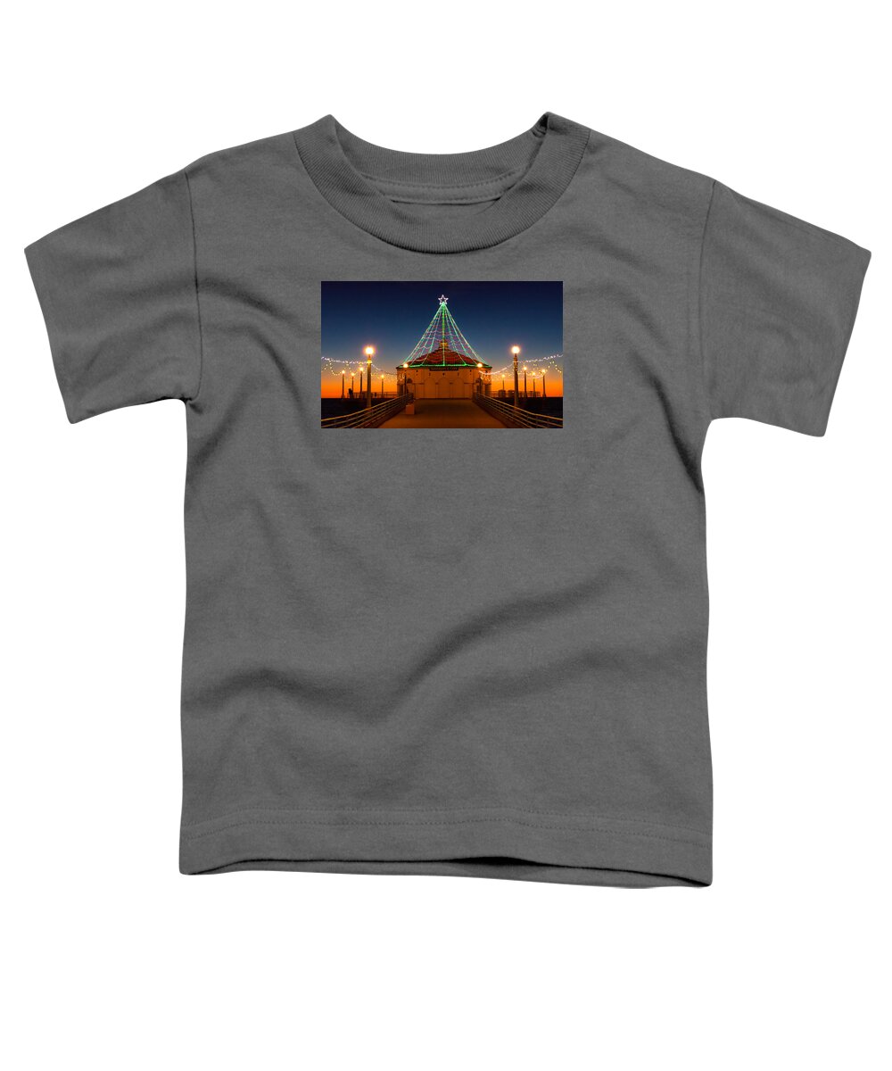 Christmas Toddler T-Shirt featuring the photograph Manhattan Pier Christmas Lights by Michael Hope