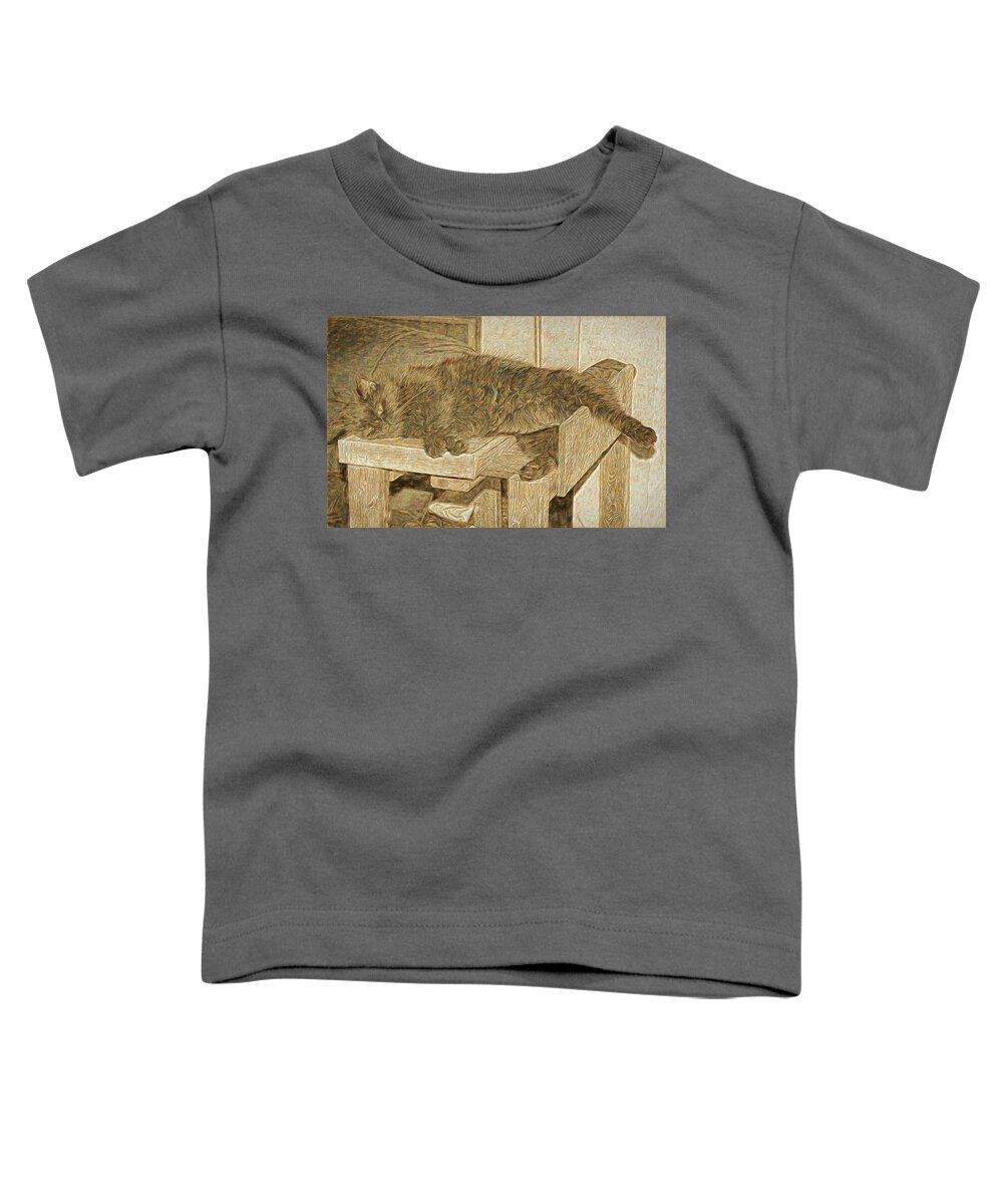 Cat Toddler T-Shirt featuring the photograph Mannie is Relaxing by David Yocum