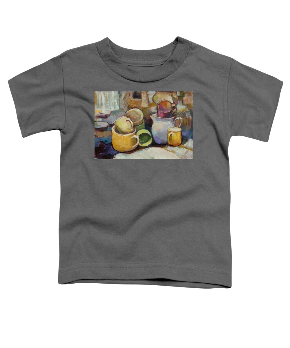 Crockery Toddler T-Shirt featuring the painting Many cups by Johannes Strieder