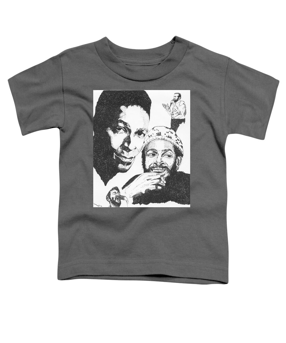 Drawings Toddler T-Shirt featuring the drawing Marvin Gaye Tribute by Michelle Gilmore