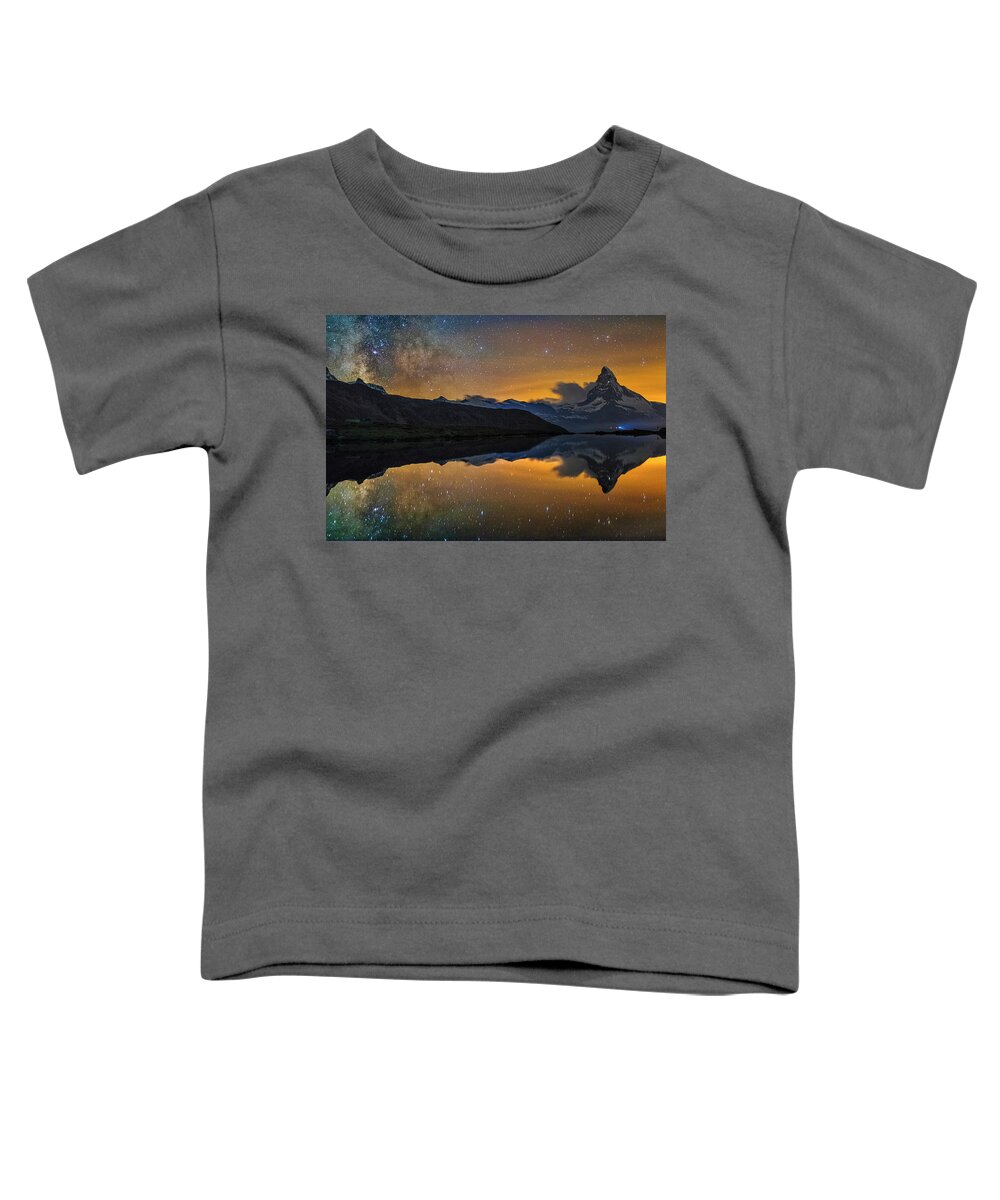 Matterhorn Toddler T-Shirt featuring the photograph Matterhorn Milky Way Reflection by Ralf Rohner