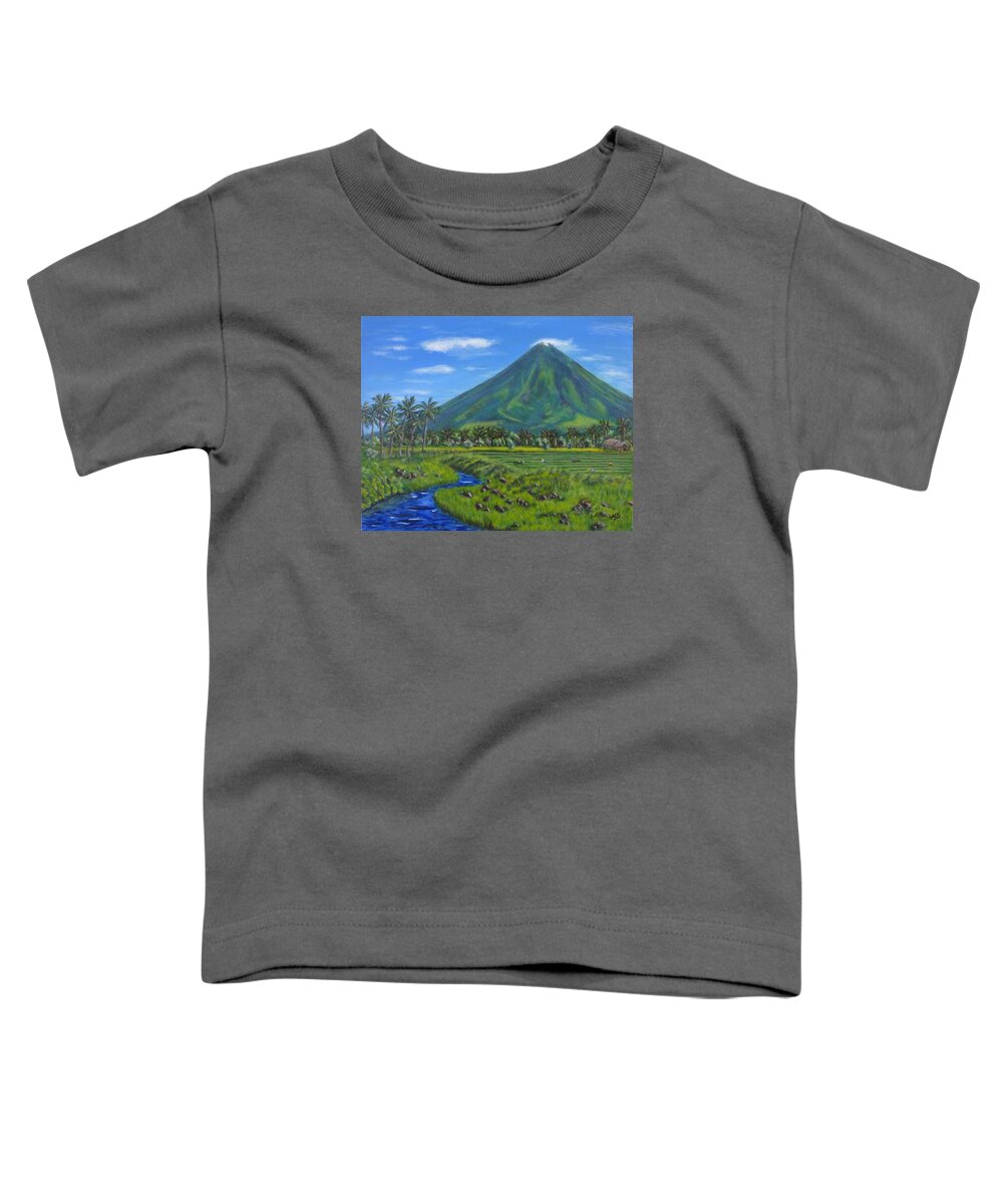 Mayon Volcano Toddler T-Shirt featuring the painting Mayon Volcano by Amelie Simmons