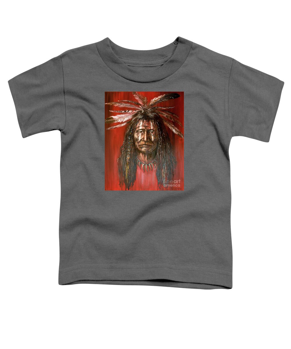 Native Americans Toddler T-Shirt featuring the painting Medicine man by Arturas Slapsys