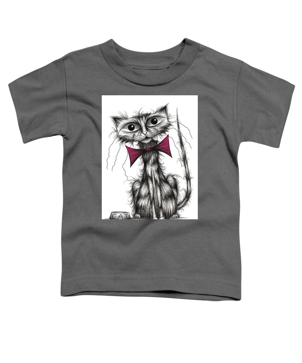 Cute Toddler T-Shirt featuring the drawing Meow by Keith Mills