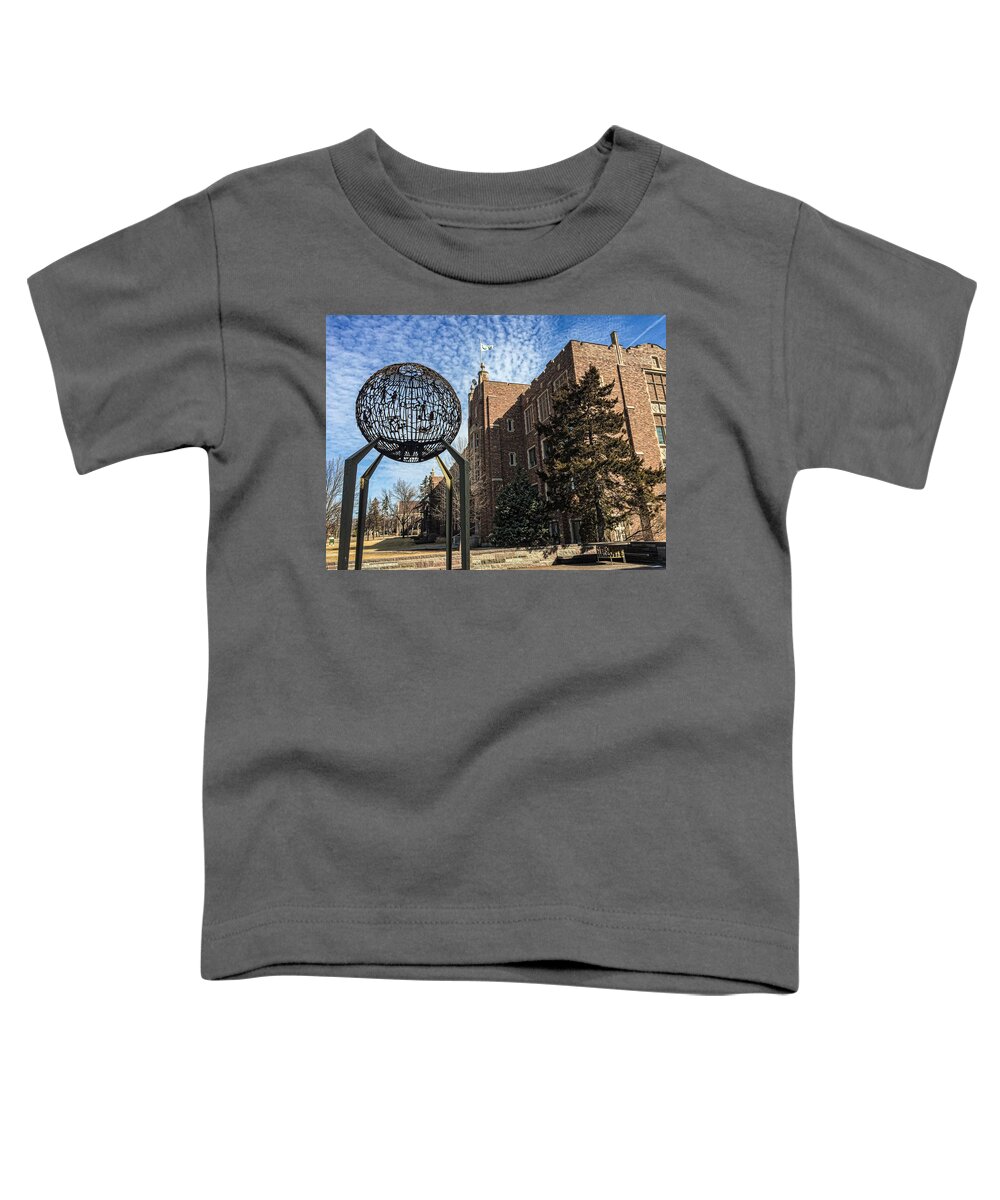 North Dakota Toddler T-Shirt featuring the photograph Merrifield Hall and Old Main Monument by Tom Gort