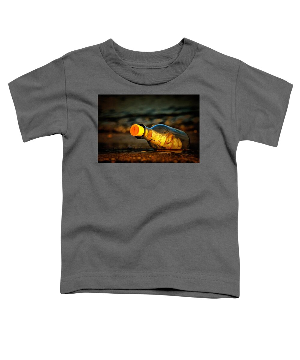 Message In A Bottle Toddler T-Shirt featuring the painting Message in a bottle by Harry Warrick