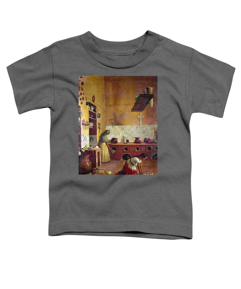 1850 Toddler T-Shirt featuring the painting MEXICO KITCHEN, c1850 by Unknown