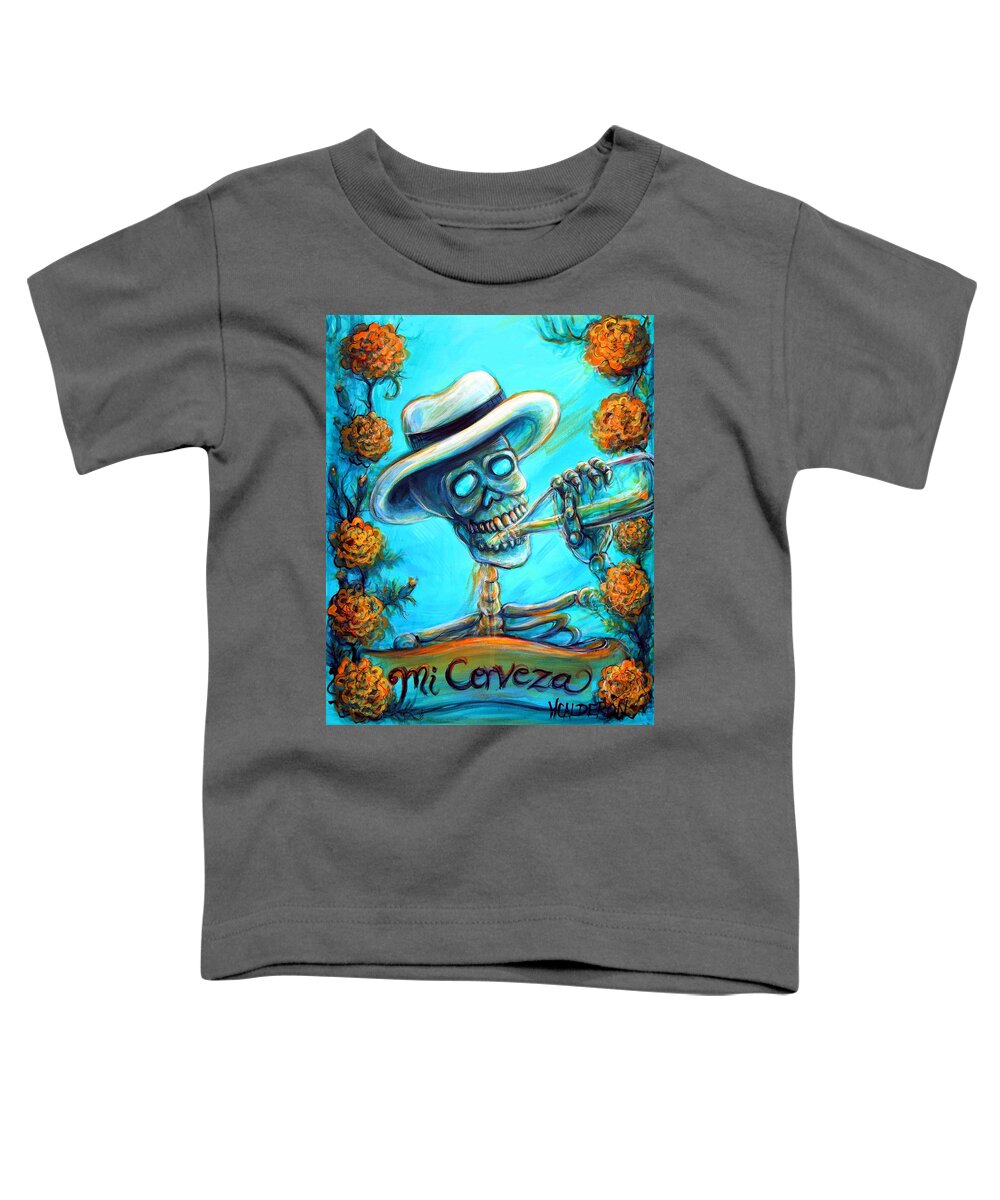 Cerveza Toddler T-Shirt featuring the painting Mi Cerveza II by Heather Calderon