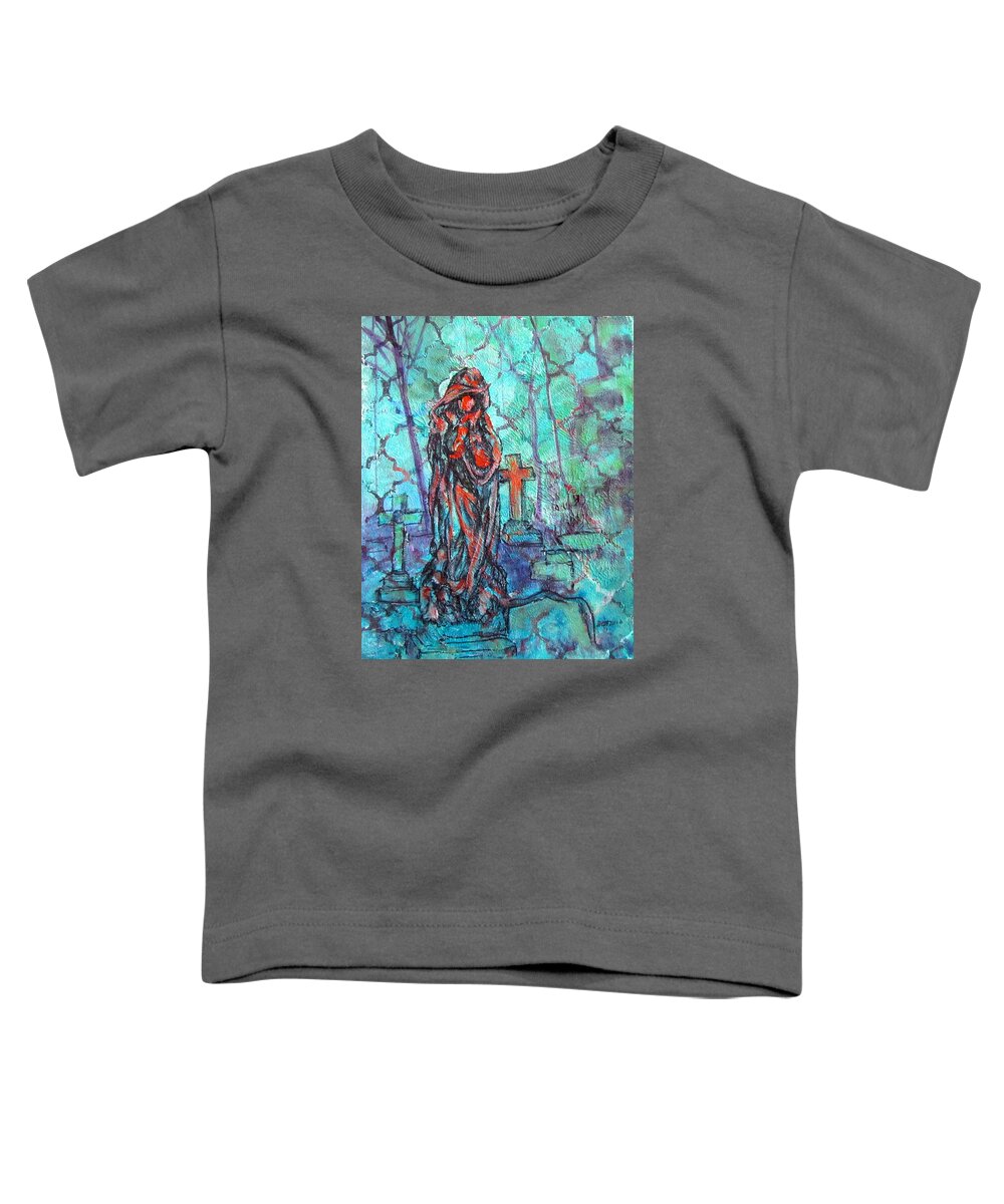 Statue Toddler T-Shirt featuring the painting Midnight in the Garden of Good and Evil by Barbara O'Toole