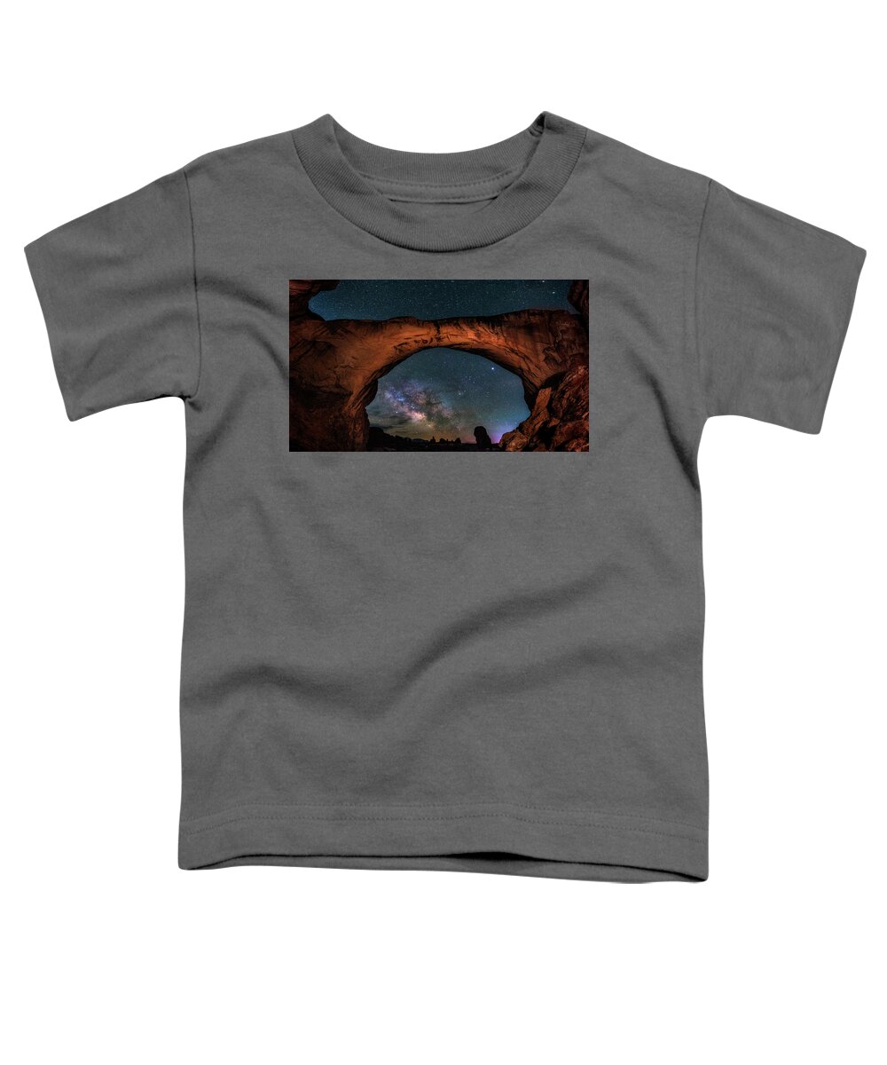 Milky Way Toddler T-Shirt featuring the photograph Milky Way Under the Arch by Michael Ash
