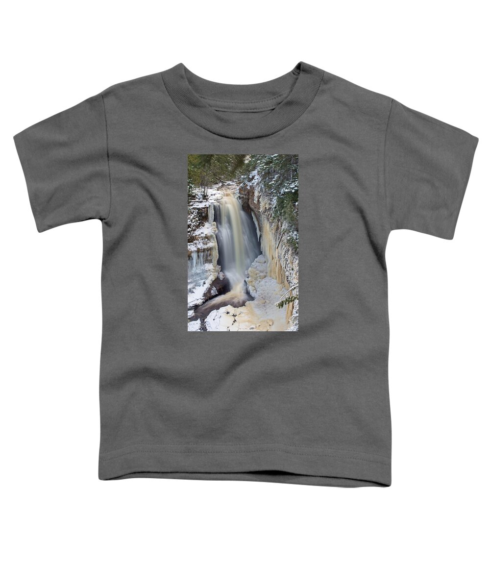 Miners Falls Toddler T-Shirt featuring the photograph Miners Falls In The Snow by Gary McCormick