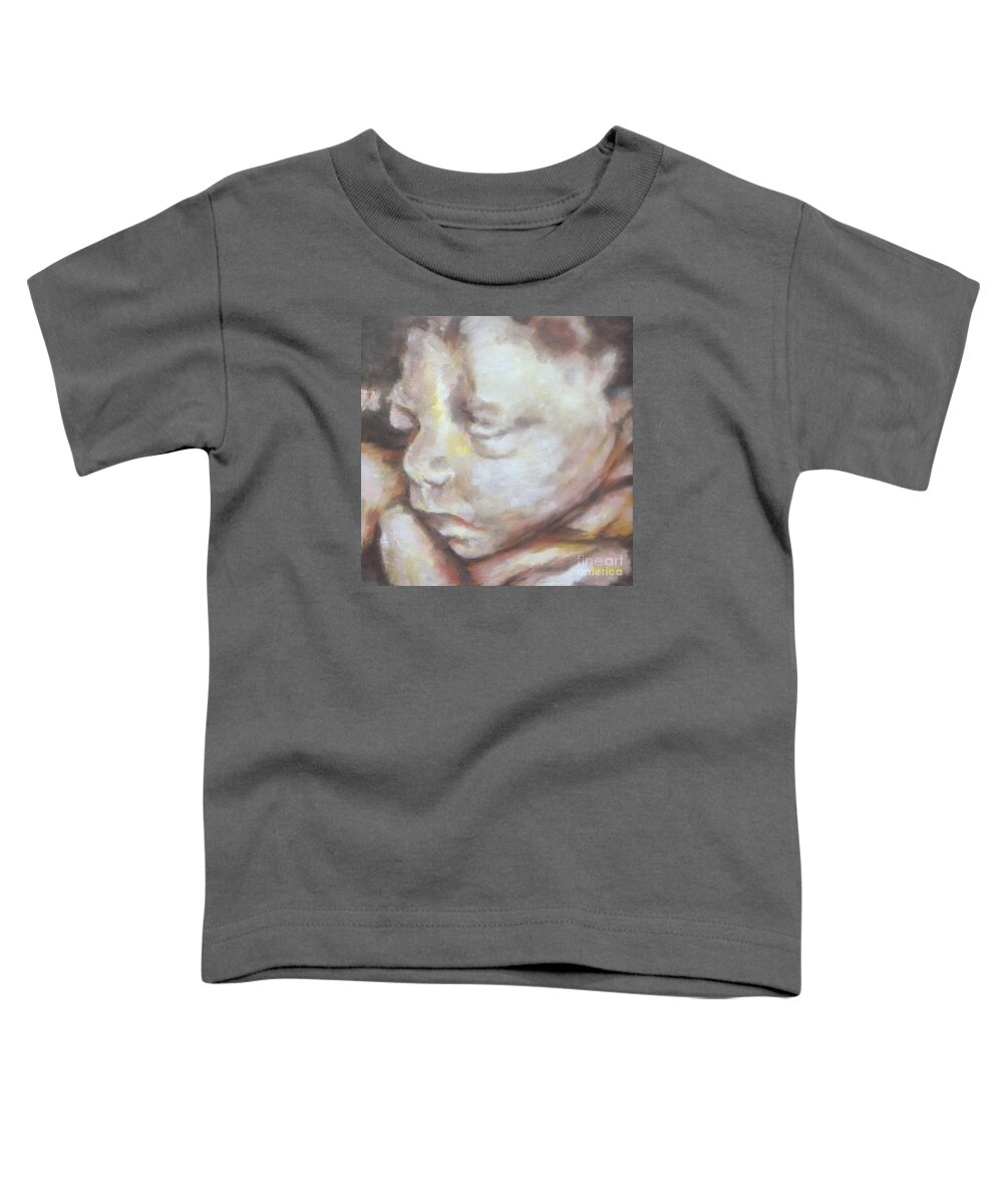 Miracle Baby Toddler T-Shirt featuring the painting Miracle Baby by Kathy Stiber